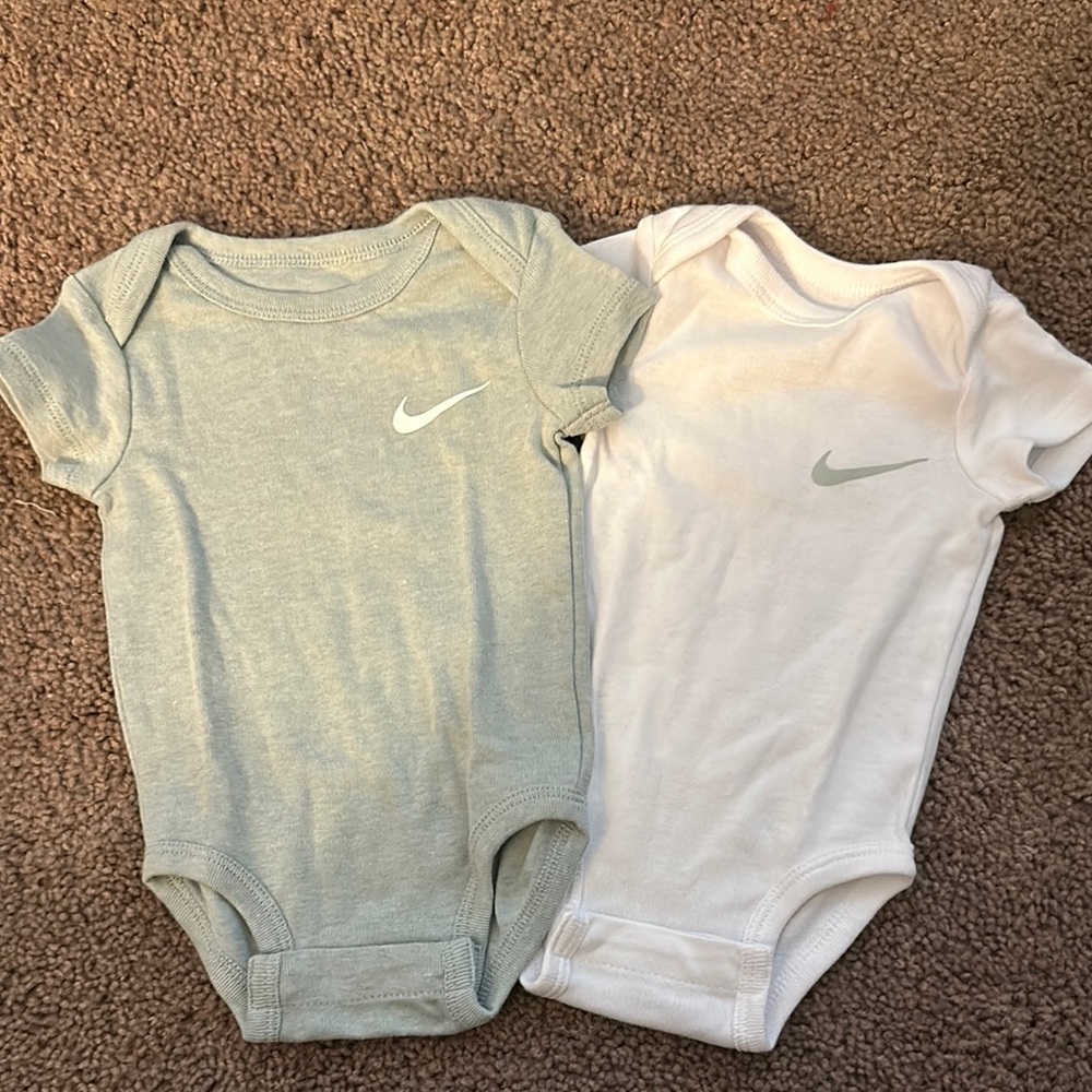 Nike Green and White Bodysuits Comfortable One Pieces
